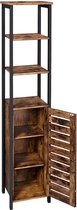 Hoge kast, smalle keukenplank met 3 planken en kast, boekenplank, hoge zijkast, industrieel design, woonkamer, slaapkamer, gang, 37 x 30 x 167 cm, vintage LSC37BX