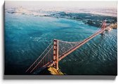Walljar - Luchtfoto Golden Gate Bridge - Muurdecoratie - Canvas schilderij