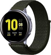 Nylon Smartwatch bandje - Geschikt voor  Samsung Galaxy Watch Active nylon band - donkergroen - Strap-it Horlogeband / Polsband / Armband