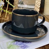 Tasse à café Selinex grise avec rebord doré