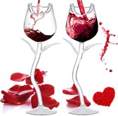 Wijnglazen | 2 Stuks | Rozen | Valentijnsdag | Glas