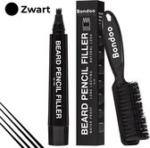 Baard pen zwart + INCLUSIEF BORSTEL - Cadeau - Baardpen - Beard pen - baardstift - baardborstel - baard pen - baardgroei - beardkit - wenkbrauw stift - zwart