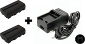 Mazuva  NP-F550 set 2 Accu’s + Thuislader & Autolader set voor Sony camera | 2200mAh | Met LED-indicator | (o.a. voor ony NP-F550 570 750 770 930 950 FM55H FM500H QM71 QM91 QM71D, Neewer Led 