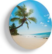Artaza Houten Muurcirkel - Tropisch Strand En Zee In Sri Lanka  - Ø 80 cm - Groot - Multiplex Wandcirkel - Rond Schilderij