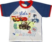 Disney Pixar Cars Jongens T-shirt - Wit met Blauw - Bliksem McQueen - Maat 80