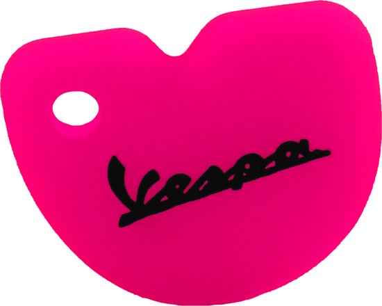 Rubber Sleutelhoesje Vespa Scooter Neon Roze met zwarte letters