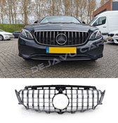 Grille de réglage de pare-chocs avant GT-R Panamericana AMG Look Grille de réglage de pare- Bumper avant pour Mercedes Benz Classe E W213/S213/C238/A238/AMG Line /E43 E53 AMG (2016-2019) - Chrome/Noir