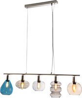 MLK - Hanglamp 7099 - 5 Lichts - 5x E14, max. 40W - Blauw, Wit, Grijs en Amber