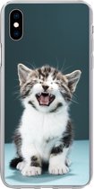 Geschikt voor iPhone Xs hoesje - Kat - Kitten - Miauw - Siliconen Telefoonhoesje