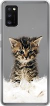 Samsung Galaxy A41 hoesje - Kat - Kitten - Veren - Siliconen Telefoonhoesje