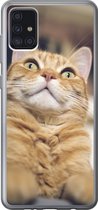 Geschikt voor Samsung Galaxy A52 5G hoesje - Kat - Bank - Oranje - Siliconen Telefoonhoesje