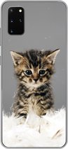 Geschikt voor Samsung Galaxy S20 Plus hoesje - Kat - Kitten - Veren - Siliconen Telefoonhoesje