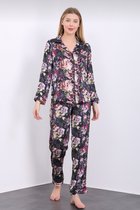 Satijn Dames Pyjama Set Met Bloemenprint Maat S