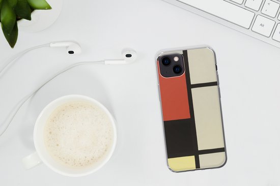 Coque iPhone 13 mini - Composition avec rouge, noir, bleu - Piet Mondrian - Siliconen
