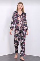 Satijn Dames Pyjamaset Met Bloemenprint Maat XL