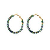 Yehwang - stainless steel - beaded - earrings - groen - hoops