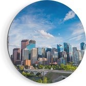 Artaza Dibond Muurcirkel Skyline Calgary Stad in Canada - Ø 60 cm - Wandcirkel - Rond Schilderij - Voor Binnen en Buiten