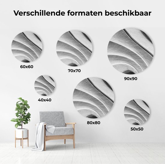 Artaza Dibond Cercle Mural Art Abstrait Pierres Rayées en Grijs - Ø 80 cm - Groot - Cercle Mural - Tableau Rond - Intérieur et Extérieur