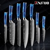 Xituo Keuken Messen Set |Chef Messen | Keuken Messen l Messenset l Messen l Keuken l Metaal l Blauw