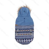 Three Layers hondenjasje met Hoodie L25Cm blauw