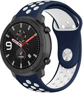 Siliconen Smartwatch bandje - Geschikt voor  Xiaomi Amazfit GTR sport band - blauw/wit - 47mm - Horlogeband / Polsband / Armband