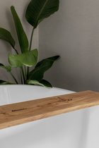 Planche de bain pour le bain 90 cm - Planche de bain en chêne massif chaud - Planche de bain en bois - avec support de tablette - eikenhout durable et solide