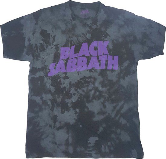 Black Sabbath - Wavy Logo Heren T-shirt - S - Zwart/Grijs