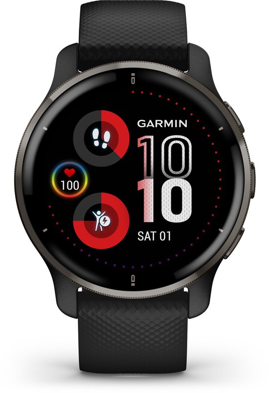 Garmin Venu 2 Plus Health Smartwatch - Amoled touchscreen - 9 dagen batterij - spraakbesturing - Zwart