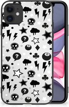 Silicone Back Cover iPhone 11 Telefoonhoesje met Zwarte rand Silver Punk