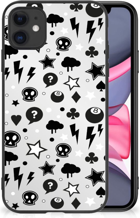 Silicone Back Cover iPhone 11 Telefoonhoesje met Zwarte rand Silver Punk