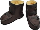 Schapenvacht schoenen met klittenband, maat 41/42, kleur Antraciet