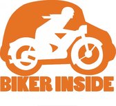 Biker inside sticker voor op de auto - Auto stickers - Auto accessoires - Stickers volwassenen - 15 x 12 cm Oranje