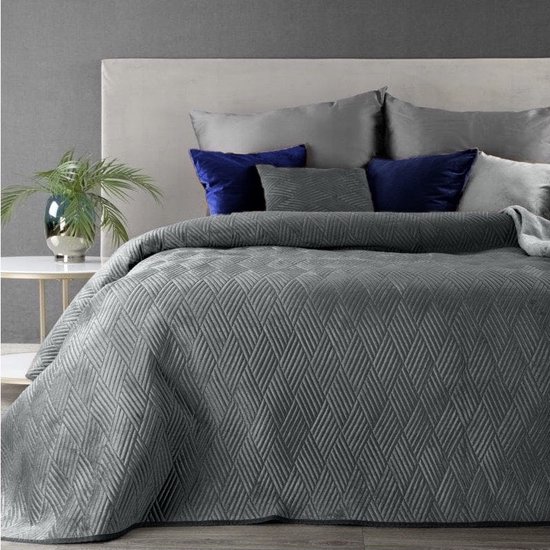 Lucy’s Living luxe MEID Beddensprei Grey - 220x240 cm – bedsprei 2 persoons - grijs - Antraciet – beddengoed – slaapkamer – spreien
