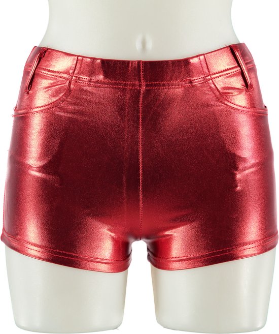 Apollo - Hotpants dames - Latex - Rood - Maat S/M - Hotpants - Carnavalskleding - Feestkleding - Hotpants latex - Hotpants dames