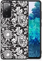 Mobiel TPU Hard Case Geschikt voor Samsung Galaxy S20 FE Telefoon Hoesje met Zwarte rand Zwart Bloemen