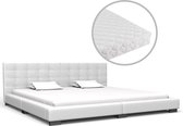 Decoways - Bed met matras kunstleer wit 180x200 cm