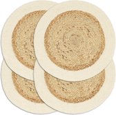 Decoways - Placemats 4 st rond 38 cm jute en katoen natuurlijk