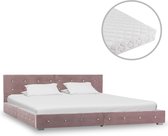 Decoways - Bed met matras fluweel roze 160x200 cm
