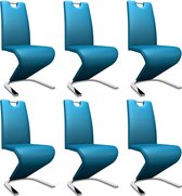 Decoways - Eetkamerstoelen met zigzag-vorm 6 st kunstleer blauw
