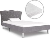 Decoways - Bed met matras stof lichtgrijs 90x200 cm