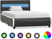 Decoways - Bedframe met LED kunstleer antraciet 90x200 cm