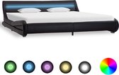 Decoways - Bedframe met LED kunstleer zwart 180x200 cm