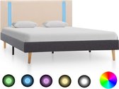 Decoways - Bedframe met LED stof crème en donkergrijs 120x200 cm