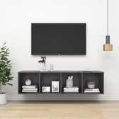 Decoways - Tv-wandmeubel 37x37x142,5 cm spaanplaat grijs