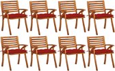 Decoways - Tuinstoelen 8 st met kussens massief acaciahout