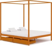 Decoways - Hemelbedframe met 2 lades massief grenenhout 180x200 cm