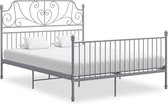 Decoways - Bedframe metaal en multiplex grijs 160x200 cm