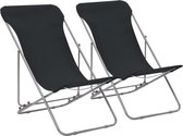 Decoways - Strandstoelen inklapbaar 2 stuks staal en oxford stof zwart