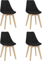 Decoways - Eetkamerstoelen 4 stuks fluweel zwart