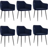 Decoways - Eetkamerstoelen 6 stuks fluweel blauw
